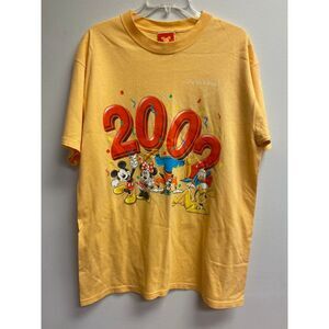 Y2k Vintage Disney 2002 T-shirt Mickey Mouse Goofy Minnie Pluto Yellow Large
